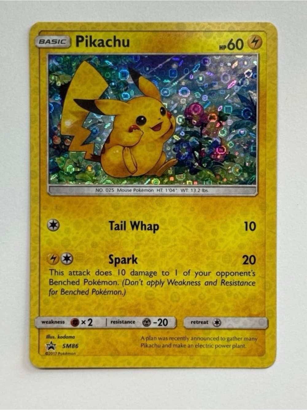 Pokemon TCG Pikachu SM86 General Mills Promo Black Star Holo Card 2017 NM